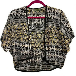 Maude Black Yellow Silky Shrug